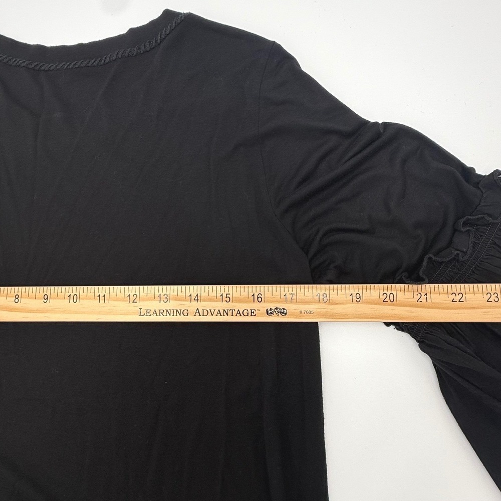 Kobi Halperin Black Wichy Ruffle Bell Sleeve Crew Neck Top Women's M - Picture 6 of 9